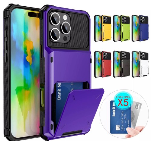 Wallet Case 3 Credit Card ID Holder Cover For iPhone 16 15 14 Pro Max 13 12 11