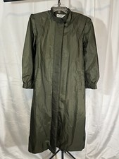Vintage 90s Weather Wise By Micki! Raincoat Size 11 12 Green Belted Lined Puff