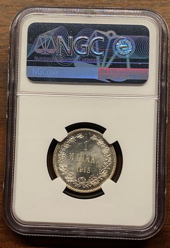 💎 Gem! 1915 S Russia Finland 1 Markka NGC MS67 Superb Brilliant Uncirculated - Picture 2 of 2