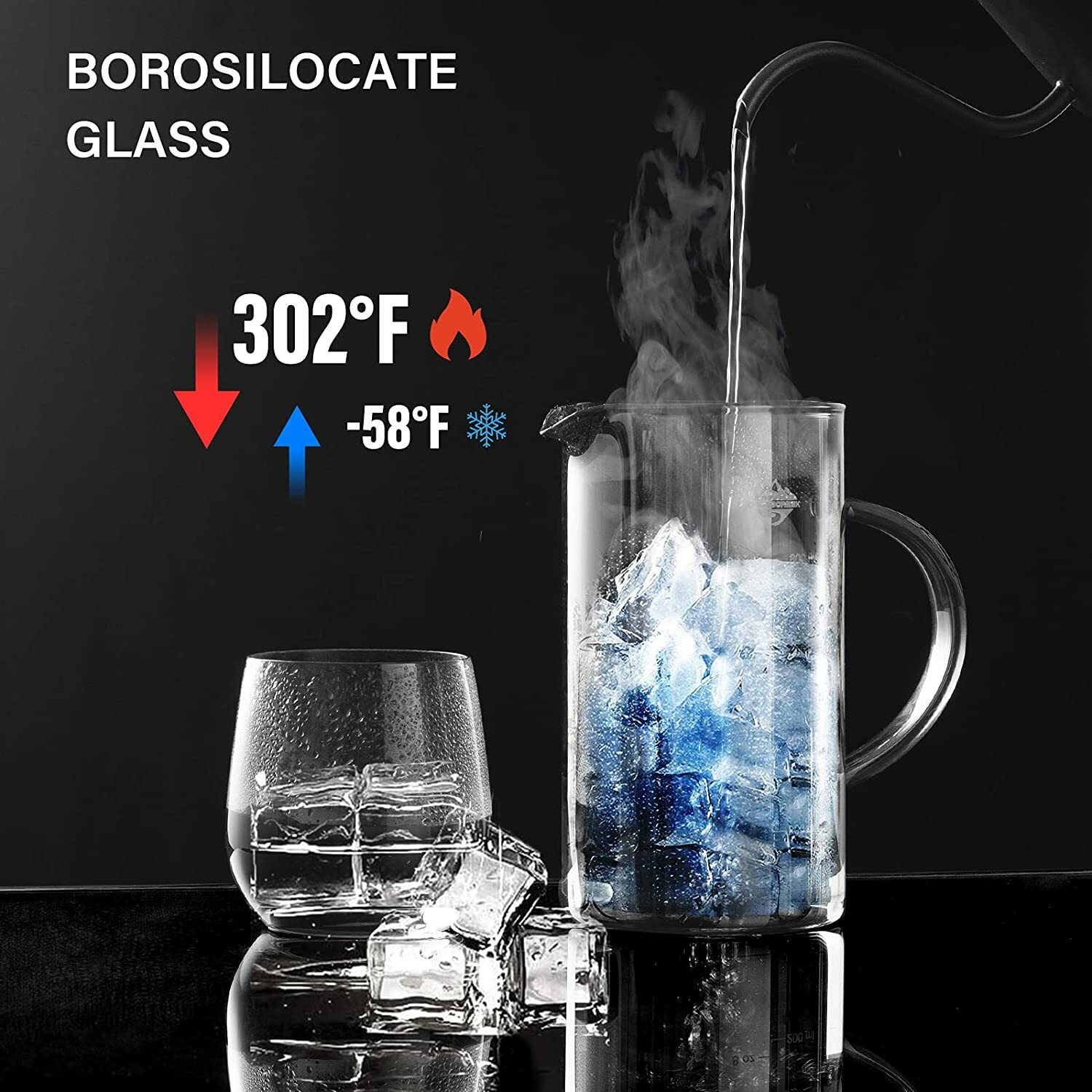 CrossCreek French Press Coffee & Milk Frother, 34oz (4 Cups) Heat