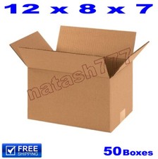 50 - 12x8x7 Cardboard Boxes Mailing Packing Shipping Moving Corrugated Carton