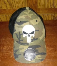 Marvel The Punisher Camo BioWorld Hat Cap Mesh Snapback OSFM Adjustable 