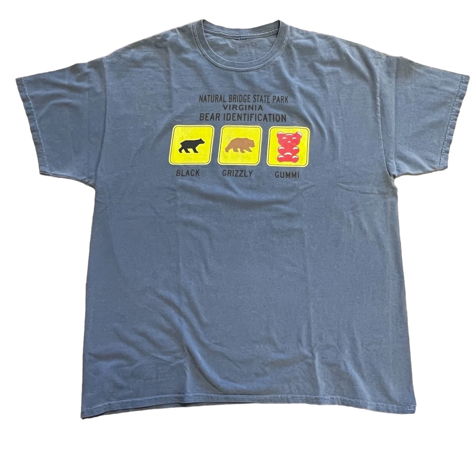 Bear Identification T-Shirt Blue Size Xl Natural Bridge State Park Virginia