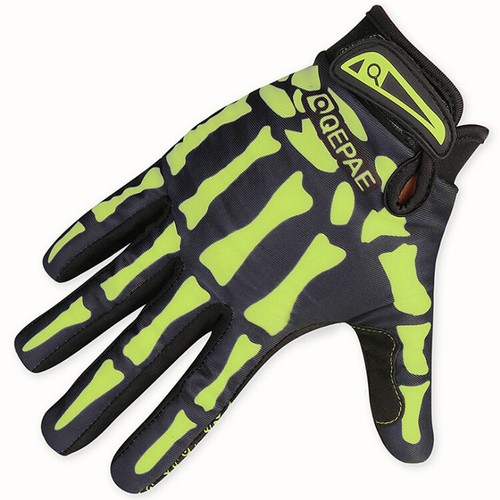 Vollfinger Biker Skelett Knochen Handschuhe Rennrad Motorrad Mechaniker Goth - Bild 7 von 21