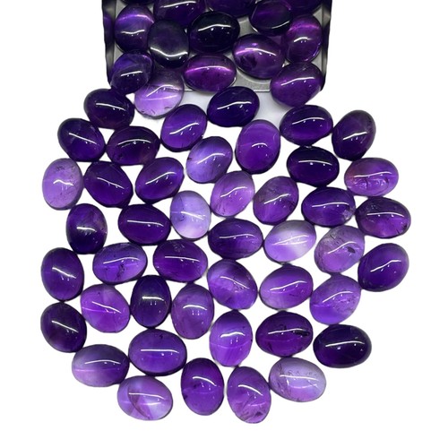 35 Pcs Natural Purple Amethyst 9x7mm Oval Loose Cabochon Untreated Gemstones Lot - Picture 2 of 7