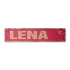 LENA Vintage Street Sign Childrens Name Room Metal Sign
