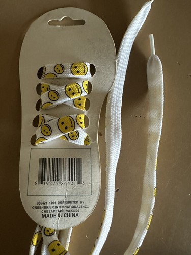 Smilie face shoe laces new white and yellow smile shoe laces one pair new - Picture 4 of 4
