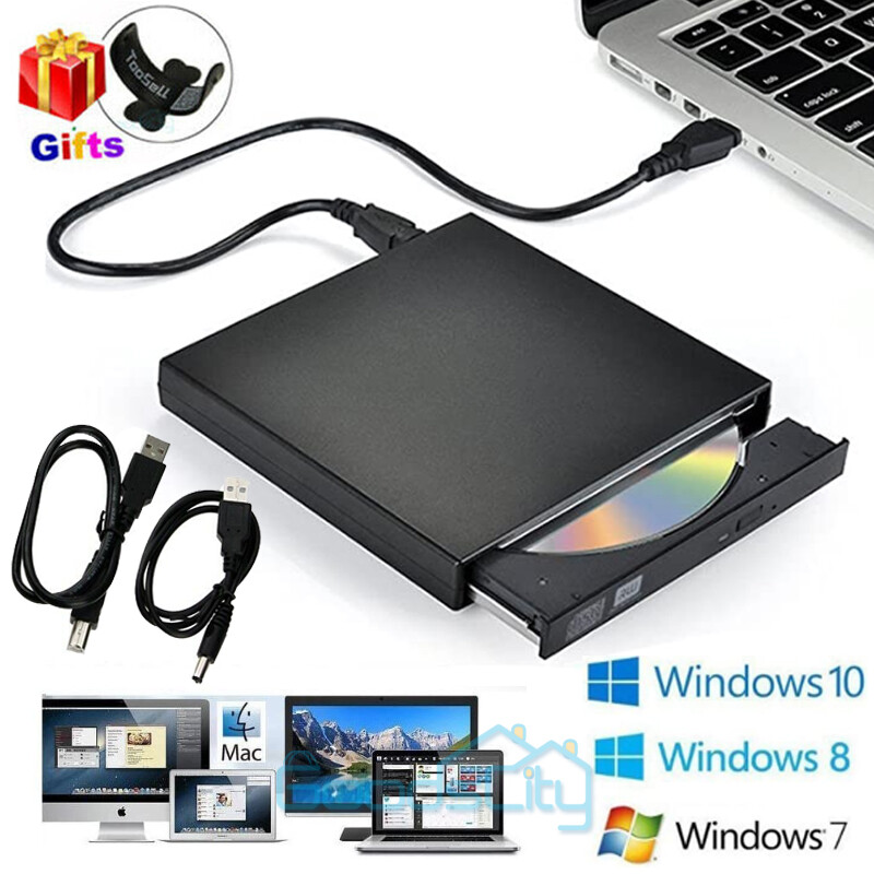 USB 2.0 External DVD CD Burner Drive DVD ROM CDROM For Laptop PC Dell