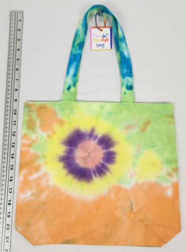 Beach Tote Bag Double Handle Colorful Tie Dye Hippie Sunburst NWT - Picture 3 of 12
