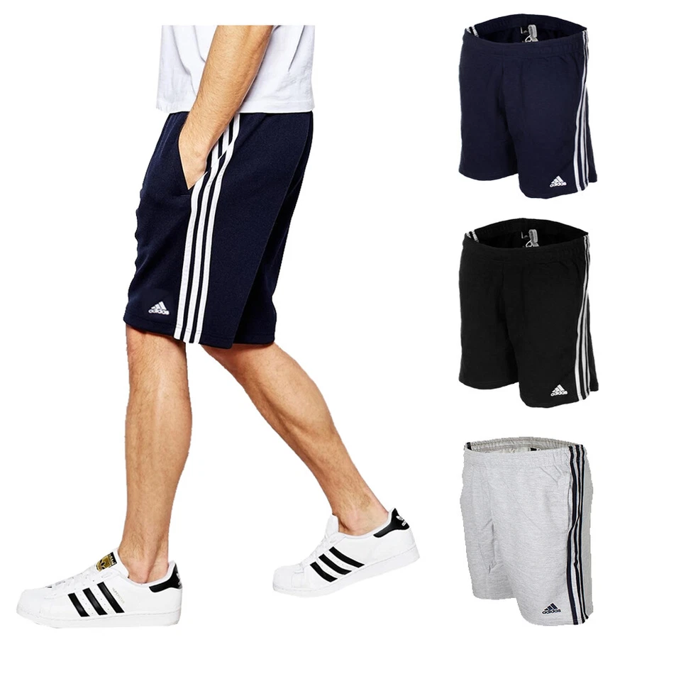 Pantalones Cortos Adidas Para Hombre Esencial Logo Atléticos Gimnasio Terry Francés Joggers Ropa Activa