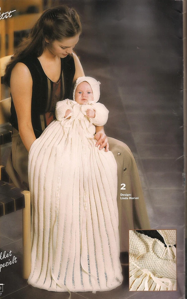 BABY CHRISTENING GOWN KNITTING PATTERNS gorgeous SANDNES gowns bonnets - Image 3 of 4