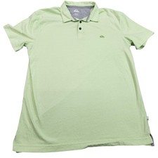 Quiksilver Polo Shirt Mens Large Green Solid Logo Knit Short Sleeve Casual
