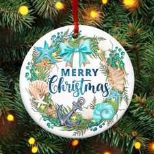 Beach Christmas Ornaments 2025- Ceramic Ornaments for Tree-Beach Gifts for Women