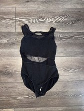 Women  s Medium Dance Favourite Black Mesh Panel Leotard