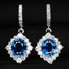 925 Sterling Silver White Gold Earrings Captivating Royal Blue Sapphire 7.95Ct