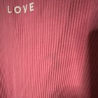 Old Navy GIRLS Pink Ribbed Knit Love Logo Tank Top White Trim Round Neck Size L — photo 2