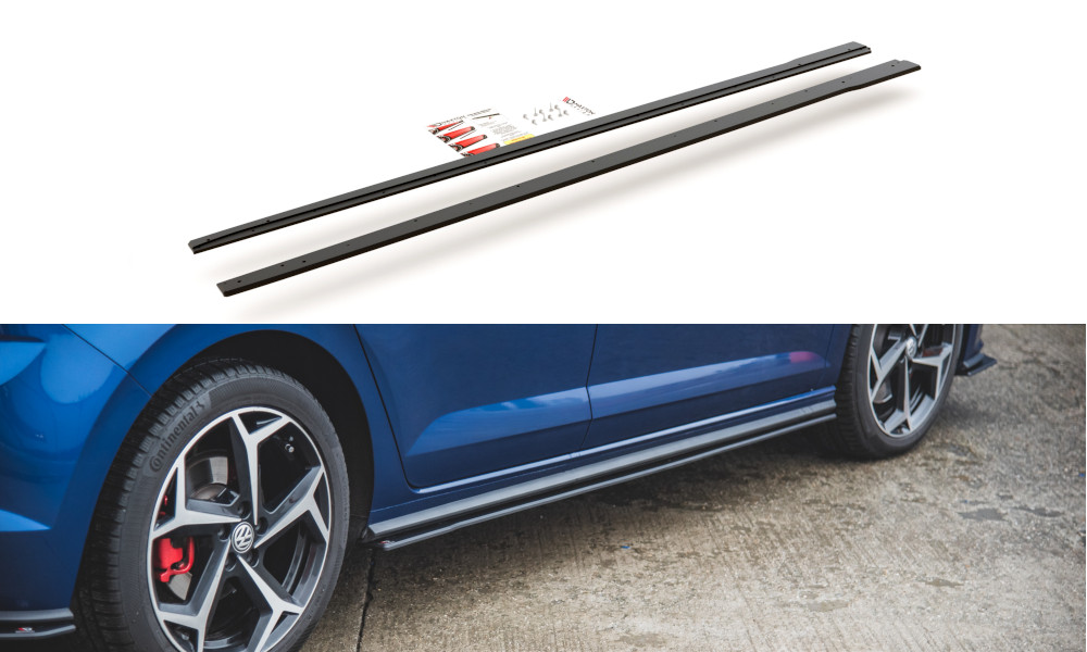 Rajouts des bas de caisse Polo GTI Mk6 Maxton bas de caisse noir et rouge pour tuning