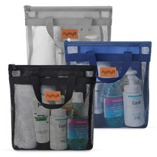 3 Pcs Portable Mesh Shower Caddy Tote, Quick Dry Tote Bag Mesh Beach Bags for...