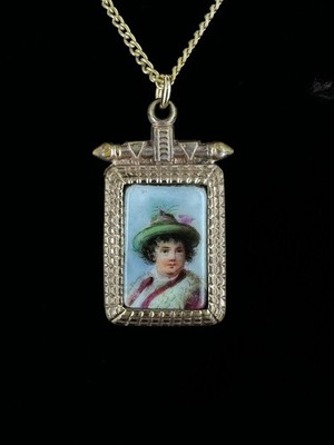 Antique Viktorianisch Rose Gf Handbemalt Porzellan Plakette Marmor Anhänger