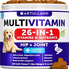 26-in-1 Dog Multivitamin Chews with Glucosamine for Hip  Joint Support