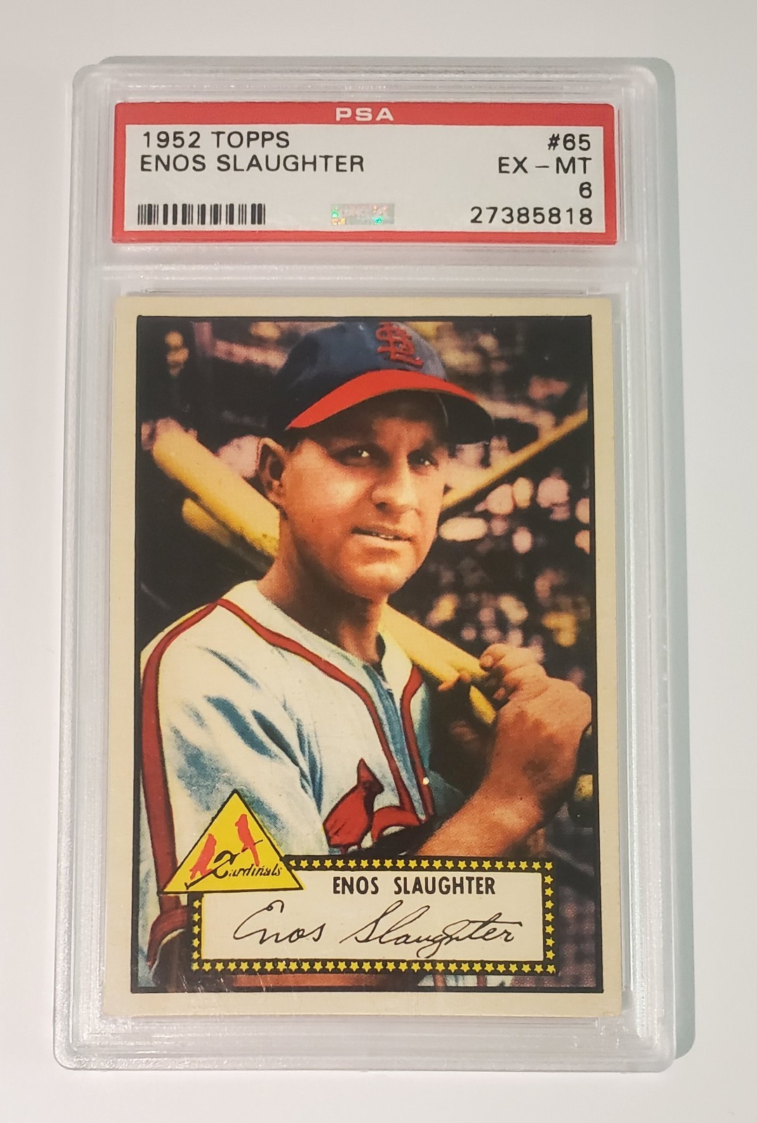 1952 Topps - Enos Slaughter #65 Red Back - PSA 6 - Sharp 6 - high end 