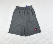 Champion Men's 10-Inch Powerblend Fleece Shorts Big C Logo Pockets Raw Hem
