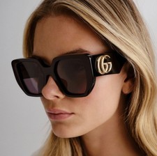 Gucci GG0956S 003 Women's Sunglasses Square Black Oversized Gray Lenses NWOT