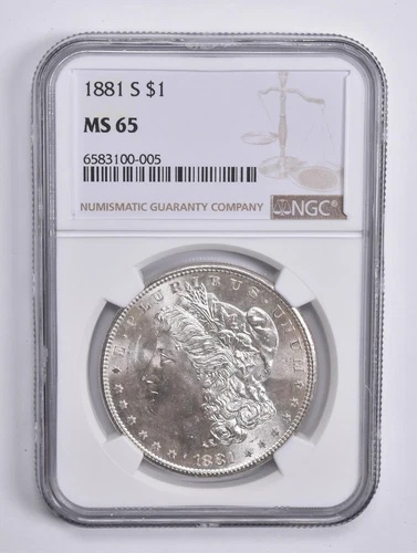 MS65 1881-S Morgan Silver Dollar NGC Brown Lbl *2195