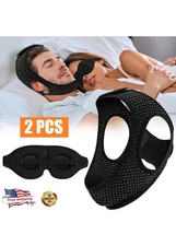 Anti-snoring Device Adjustable Breathable Anti-snoring Chin Strap with Eye Mask