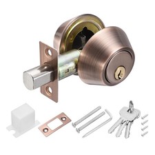 Double Keyed Deadbolt Lock 2" Keyed on Both Sides with Hex Wrench Red