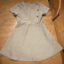 ZARA Girls A-Line Houndstooth Button Dress Brown Short Sleeve Size 11-12