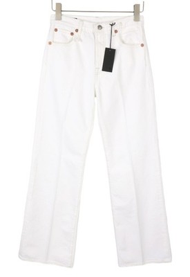 R13 Charlotte Damenjeans W25 Aerin White Straight Zip Distressed