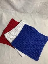 HANDMADE SET OF 3 CROCHET COTTON DISH CLOTHS OR WASH CLOTHS 8x 8 INCHES NEW 