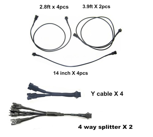 Extension Wire Y Cable 4 Way Splitter For Motorcycle ATV Car Multi Color Neon  - Foto 1 di 12