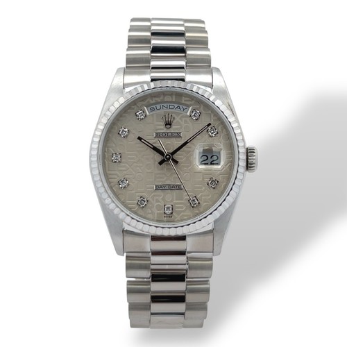 Pre-Owned Rolex Day-Date 18239 Silver President Bracelet with ...