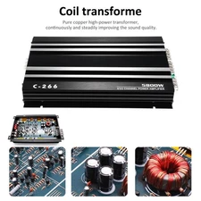 Car Power Amplifier 12V 4 Channel High Power Audio Speaker Amplifier Black YUK