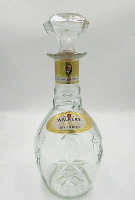 1970's Hiram Walker DeLuxe Bourbon Peoria Ill Whiskey 10 '' Decanter Bottle No 4