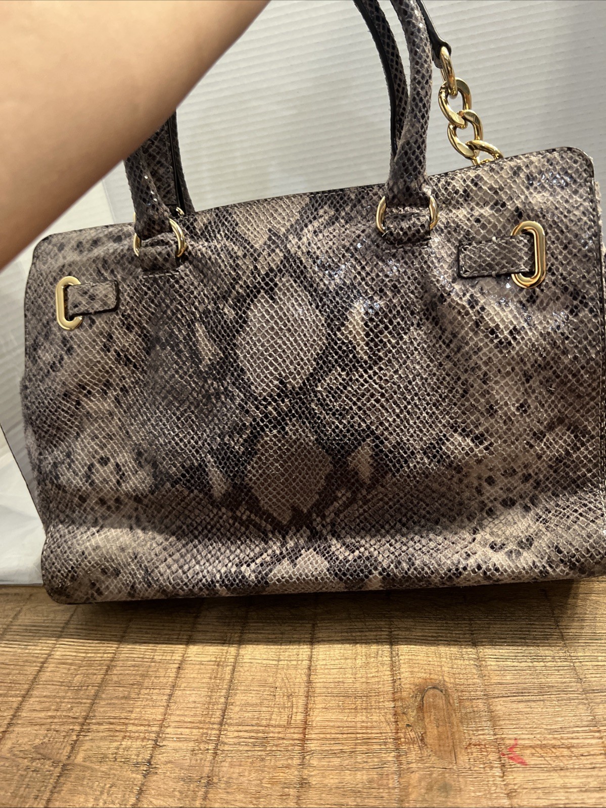 Michael Kors Hamilton python embossed large satch… - image 17