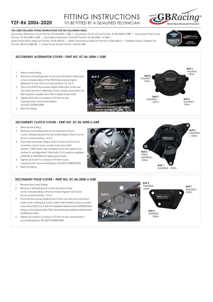 Cubierta protectora de motor para Yamaha YZF-R6 YZF600 YZF R6 2006-2020 fibra de carbono Foto 2 de 4