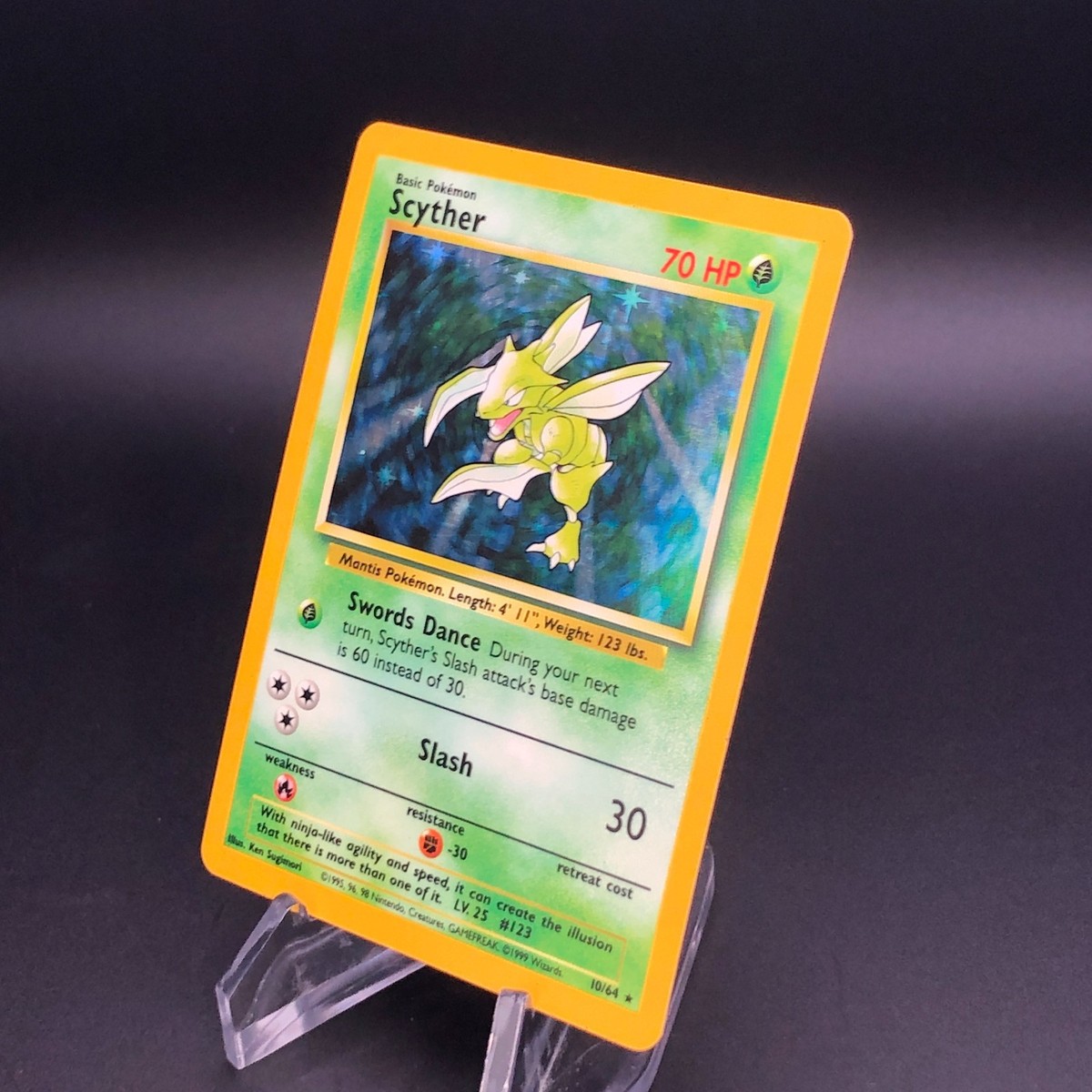 Pokemon Scyther 10/64 - No Symbol Error - Holo Rare Jungle