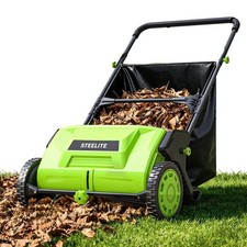 Steelite Push Lawn Sweeper 21" Leaf Sweeper with Large 3.6 Cu FT Collection Bag