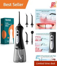Water Flosser Cordless Portable 300ml Water Tank 3 Modes 5 Tips for Teeth