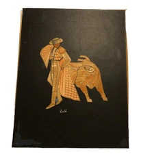 Bullfighter Art Intricate Wood Mosaic Marquetry Matador & Bull Raul