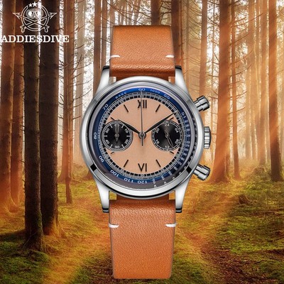 ADDIESDIVE AD2037 Men Quartz Watch Leather Watches 100m Dive Business Wristwatch