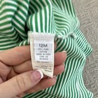 Squiggles by Charlie Green White Striped Collared Dress 12M Pima Cotton Girls — photo 3
