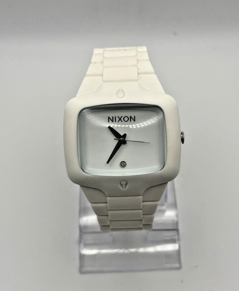 NIXON Rubber Player 45mm White Stainless Steel Watch 100m Water Resistant