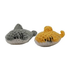 Handmade Crochet Shark Plush 2 Pack Gray Yellow Soft Mini Stuffed Animal Gift