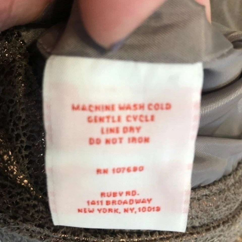 Ruby Rd Faux Leather Jacket Motorcycle Brown Bronze Metallic Color sz 14 Fall - Image 3 of 4