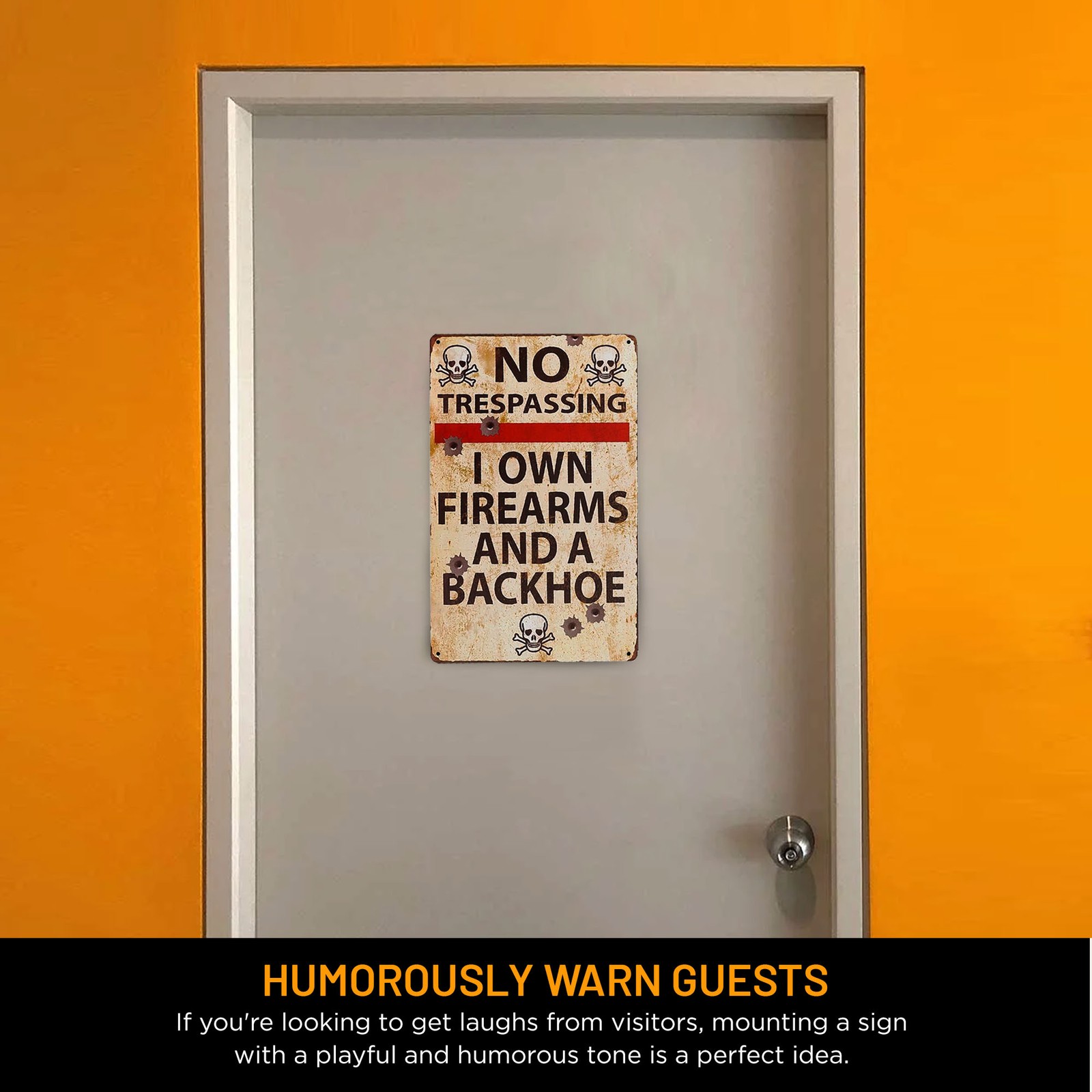 Metal No Trespassing Sign Funny Private Property Man Cave, Garage, Wall Decor