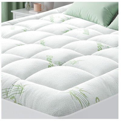 King Size Cooling Mattress Topper Bamboo ViscoSoft Pillow Top Soft Breathable